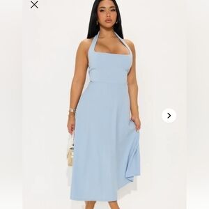 Fashion Nova Light Blue Halter Midi Dress
